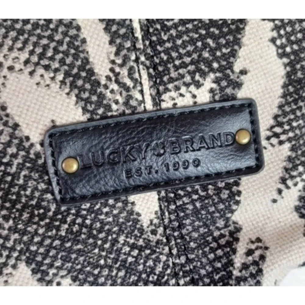 Lucky Brand Bali Hai Black White Canvas Hobo Shoulder‎ Bag Tote